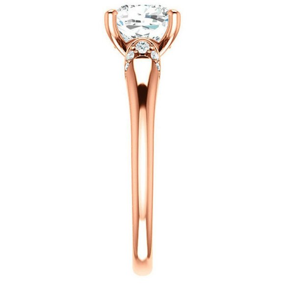 2.5Carat -8.0mm Cushion Moissanite Accented Engagement Ring - Picture 12 of 15